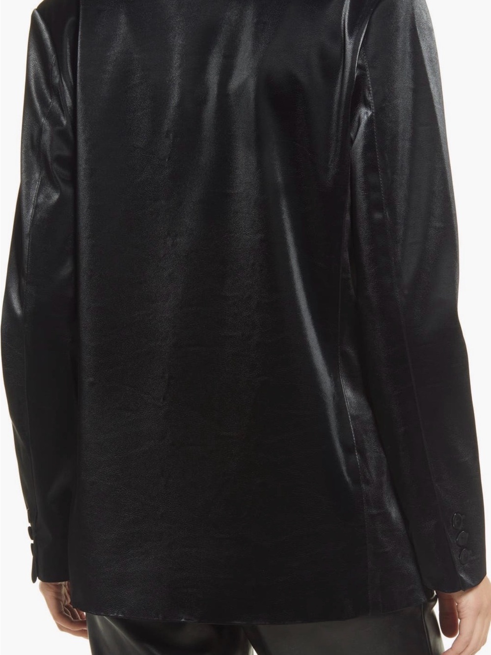 Blank NYC Black Double-Breasted Leather Blazer - Picture 6 of 9